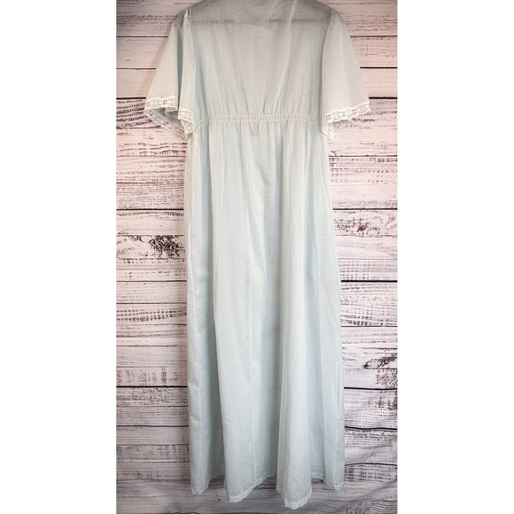 Vintage Cottagecore Dress M Nightgown Robe Embroidered Eyelet Lace Ruffle Ribbon - Picture 11 of 12